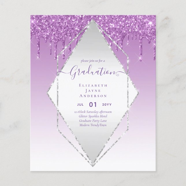 GRADUATION INVITES - Dripping Glitter Girly Glamor Flyer (Front)