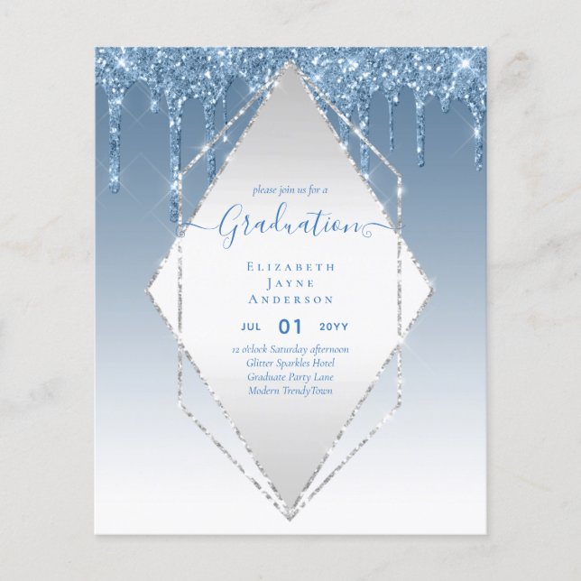 GRADUATION INVITES - Dripping Glitter Girly Glamor Flyer (Front)