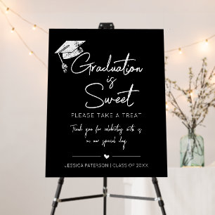 Graduation is Sweet Minimalist Black White Script Foam Board