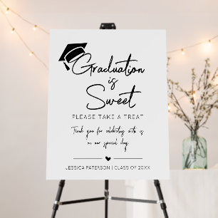 Graduation is Sweet Minimalist Black White Script Foam Board