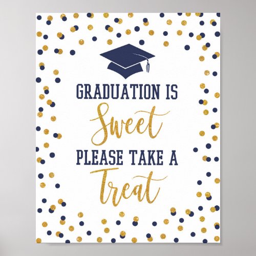 Graduation is Sweet Please Take a Treat Navy Sign