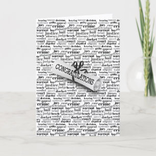 Graduation Judicial Text Word Cloud on White Card