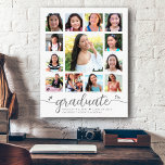 Graduation K–12 Modern Script Photo Collage White Canvas Print<br><div class="desc">Be proud, rejoice and showcase this milestone of your favorite grad. Create this girly, stunning, simple, modern, personalized high school graduation K – 12 photo collage poster for a keepsake you’ll always treasure. A fun, playful visual of soft gray script handwriting and cute, playful hearts, along with her name, class...</div>