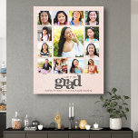 Graduation K–12 Photo Collage Blush Pink Bold Canvas Print<br><div class="desc">Be proud, rejoice and showcase this milestone of your favorite grad. Create this elegant, simple, modern, personalized high school graduation K – 12 photo collage canvas wall art for a keepsake you’ll always treasure. A fun, playful visual of bold, graphic, soft gray typography, along with their name, class year, school...</div>