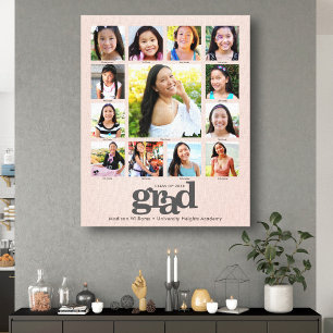 Graduation K–12 Photo Collage Blush Pink Bold Canvas Print