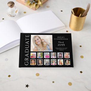 Graduation K-12 Photo Collage Custom Color Guest Book