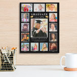 Graduation K-12 Photo Collage Graduate Keepsake Faux Canvas Print<br><div class="desc">Create a graduation commemorative keepsake faux canvas wall print featuring K-12 photos of your graduate with the title GRADUATE accented with faux metallic gold foil graduation caps or mortarboards against an editable black background you can change to any school color or coordinating home decor color. Personalize with your graduate's name,...</div>