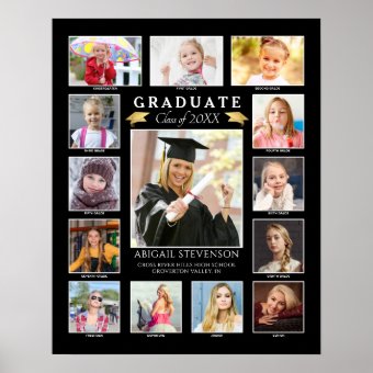 Graduation K-12 Photo Collage Graduate Keepsake Poster | Zazzle