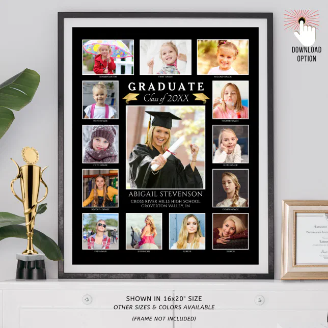 Graduation K-12 Photo Collage Graduate Keepsake Poster | Zazzle