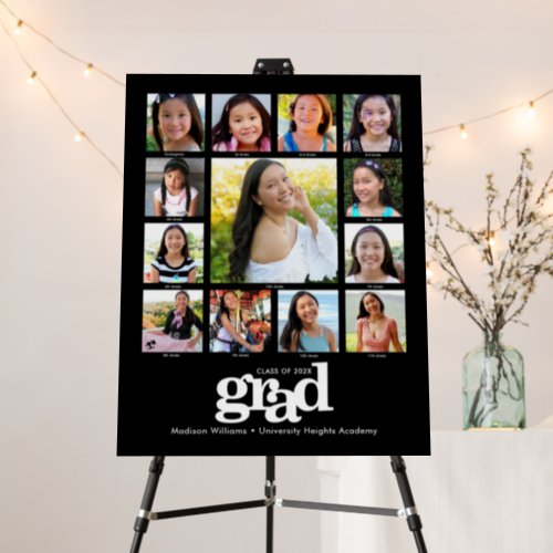 Graduation K12 Photo Collage Modern Bold Black Foam Board