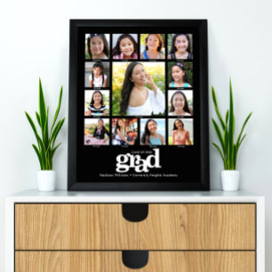 Graduation K–12 Photo Collage Modern Bold Black Poster