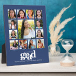 Graduation K–12 Photo Collage Modern Bold Blue Plaque<br><div class="desc">Be proud, rejoice and showcase this milestone of your favorite grad. Create this elegant, simple, modern, personalized high school graduation K – 12 photo collage easel back plaque for a keepsake you’ll always treasure. A fun, playful visual of bold, graphic, white typography, along with their name, class year, school and...</div>