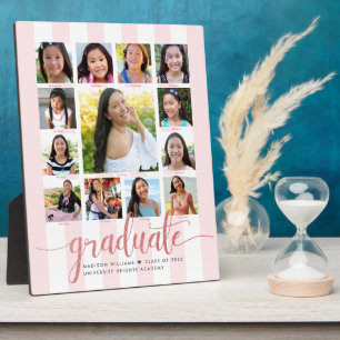 Graduation K–12 Photo Collage Rose Gold Script Plaque