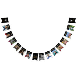 Graduation K to 12 Photo Black and Gold Bunting Fl Bunting Flags