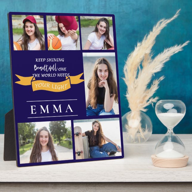 Graduation Keep Shining Quote Multi Photo Gift Plaque (Side)