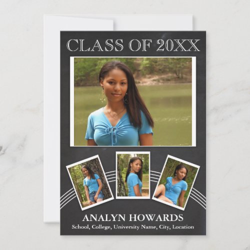 Graduation Keepsake 4 Photo Chalkboard Custom Invitations