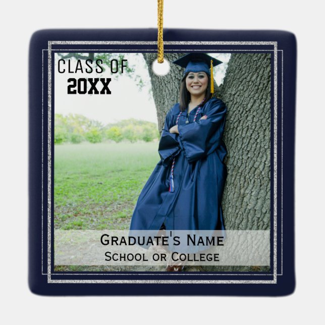 Graduation Keepsake (Changeable Background Color) Ceramic Ornament (Back)