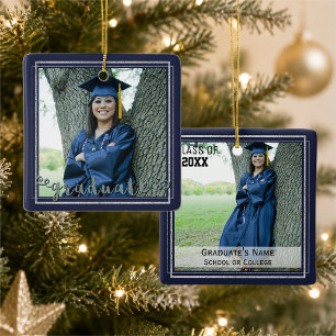 Graduation Keepsake (Changeable Background Color) Ceramic Ornament