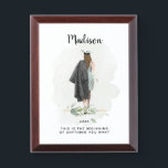 Graduation Keepsake Custom Name Print Award Plaque<br><div class="desc">Celebrate a graduate's milestone with this personalized graduation keepsake print. Featuring a stylish watercolor illustration of a graduate and customizable options for the name, year, and motivational quote, this design is perfect for commemorating their achievements. A thoughtful gift for high school or college graduates, this framed artwork adds a personal...</div>
