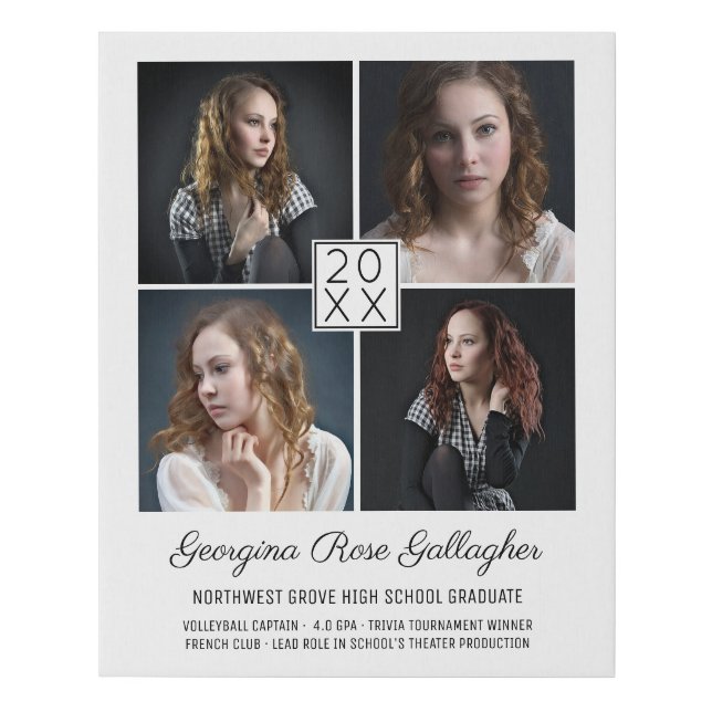 Graduation Keepsake Modern Photo Collage Classic Faux Canvas Print (Front)