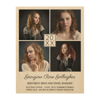 Graduation Keepsake Modern Photo Collage Classic Wood Wall Art