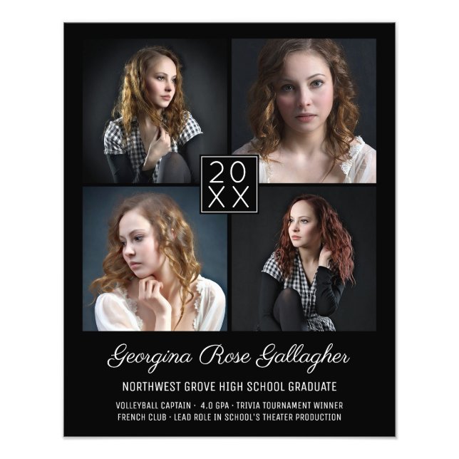 Graduation Keepsake Modern Photo Collage Classy Bk (Front)