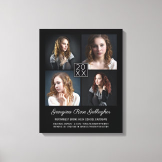 Graduation Keepsake Modern Photo Collage Classy Bk Canvas Print