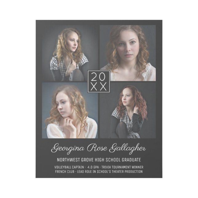 Graduation Keepsake Modern Photo Collage Classy Bk Gallery Wrap (Front)