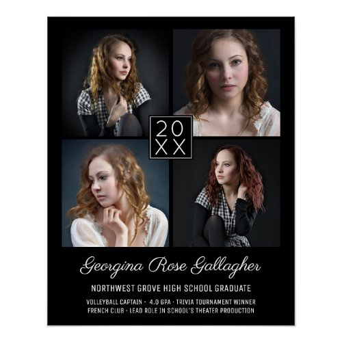 Graduation Keepsake Modern Photo Collage Classy Bk Poster