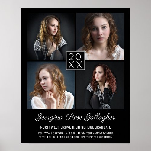 Graduation Keepsake Modern Photo Collage Classy Bk Poster