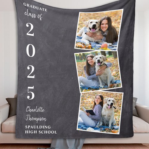 Graduation Keepsake Photo Collage Fleece Blanket