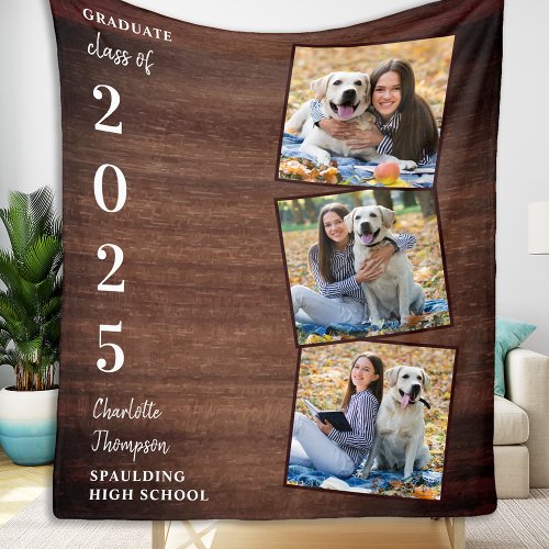 Graduation Keepsake Photo Collage Graduate Fleece Blanket