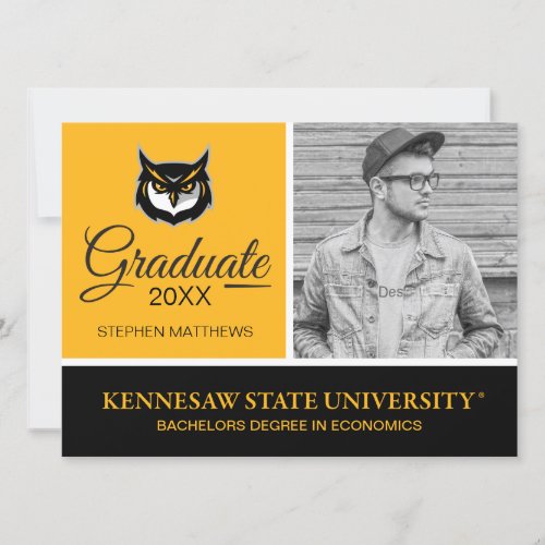 Graduation Kennesaw Owl Logo Invitation