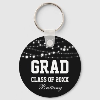 Graduation Keychain Black And White by HappyMemoriesPaperCo at Zazzle