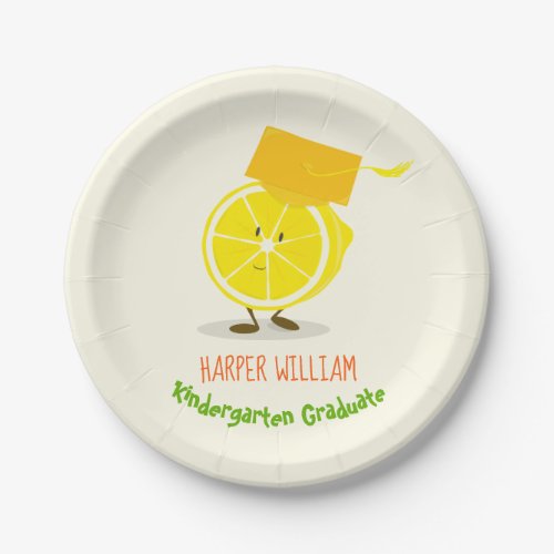 Graduation Kids Name Cute Lemon Fruit Cartoon Paper Plates
