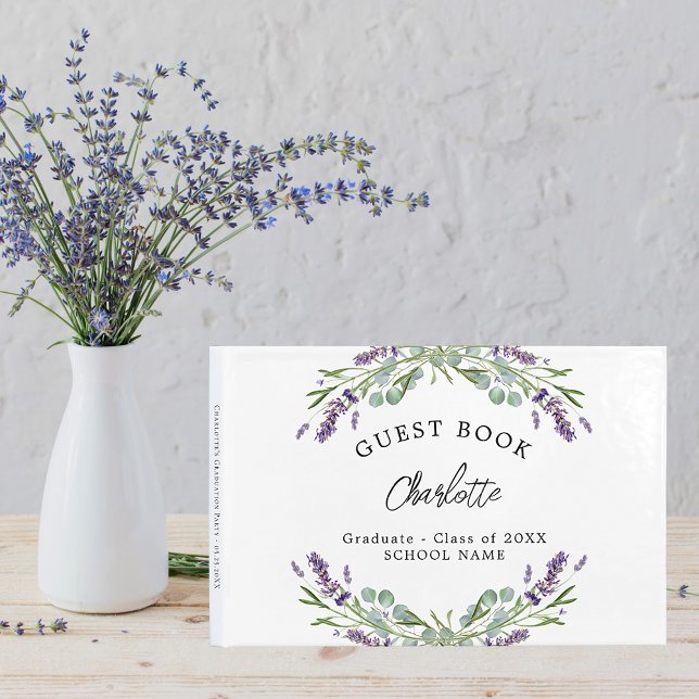 Graduation lavender violet florals eucalyptus guest book (Creator Uploaded)
