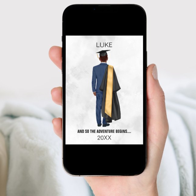 Graduation Leavers Gown & Cap Man Holiday Card (Front Digital)