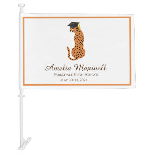 Graduation Leopard Car Flag