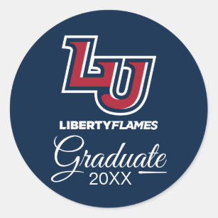 Graduation   Liberty Flames Letters Classic Round Sticker