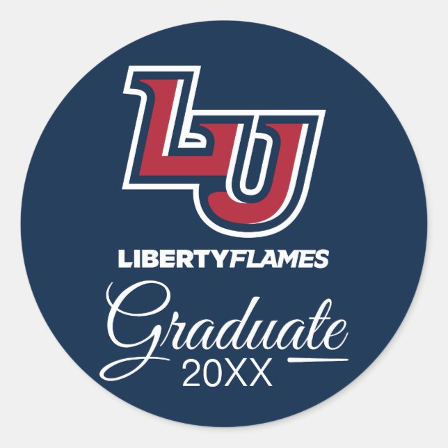 Graduation | Liberty Flames Letters Classic Round Sticker (Front)