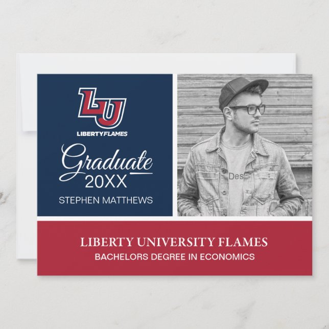 Graduation | Liberty Flames Letters Invitation (Front)
