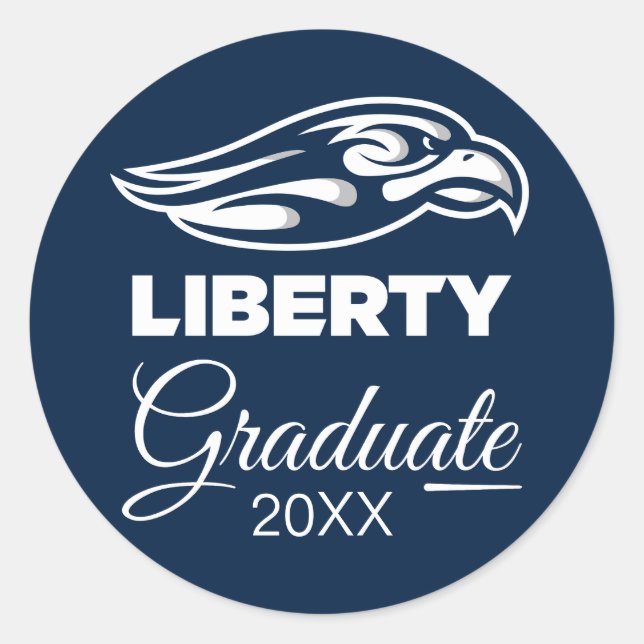 Graduation | Liberty University Athletic Mark Classic Round Sticker (Front)