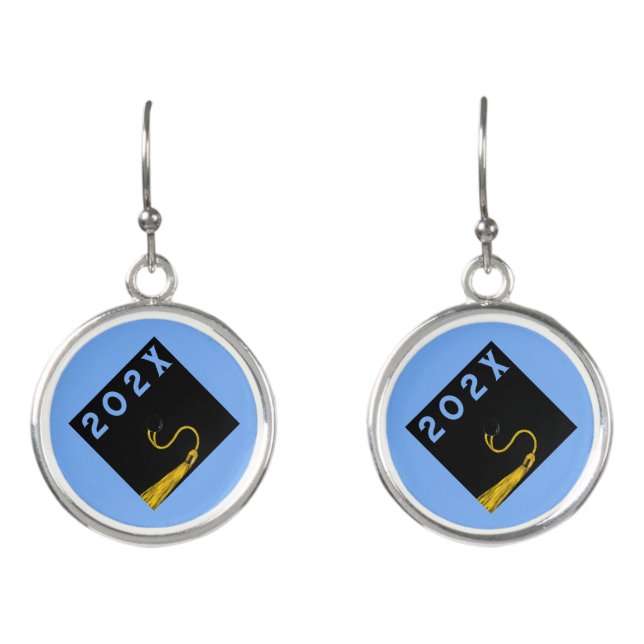 Graduation Light-blue Earrings (Front)