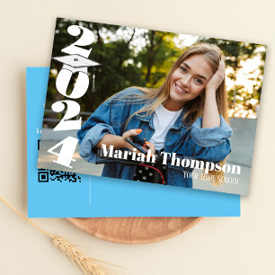 Graduation Light Blue Photo Class Of 2023 QR Invitation