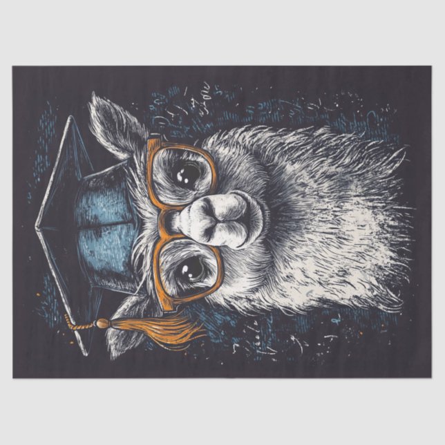 Graduation Llama Illustration Decoupage Tissue Paper (Front)