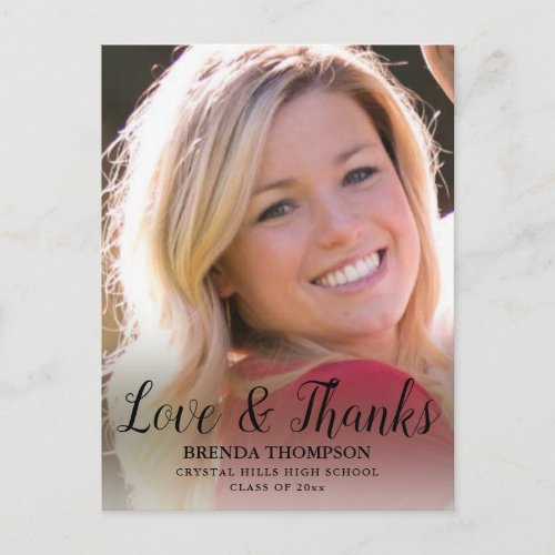 Graduation Love  Thanks Black Script Photo Postcard