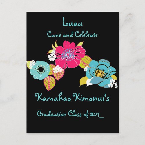 Graduation Luau Invitations postcard class 2009