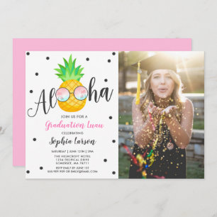 Graduation Luau Party Invitation Pineapple Grad