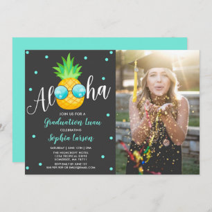 Graduation Luau Party Invitation Pineapple Grad