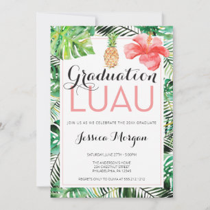 Graduation Luau Pineapple Tropical Invitation